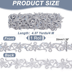 Лента в этническом стиле с утюгом/пришивкой из полиэстера с металлизированной вышивкой и цветочной лентой SRIB-WH0011-204A