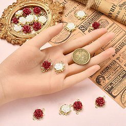 20 шт. 2-цветные подвески-соединители в виде цветка розы из сплава и пластика&nbsp;FIND-YW0008-32