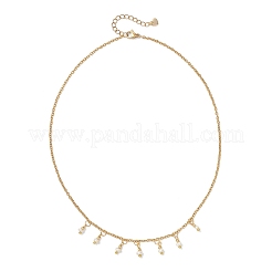 Ожерелье-нагрудник с подвеской в виде рисовых зерен из натурального жемчуга и цепочкой из нержавеющей стали 304.&nbsp;NJEW-JN05944