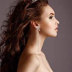 3 пара сережек-гвоздиков с бантом из страз в двух стилях&nbsp;EJEW-AN0004-91