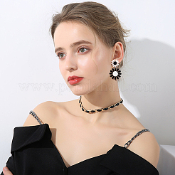 4 пара двухцветных акриловых сережек-гвоздиков в форме подсолнуха EJEW-AN0002-99