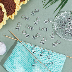 30 шт. прозрачные акриловые плоские круглые маркеры петель с подвеской-цифрой&nbsp;HJEW-BC00089