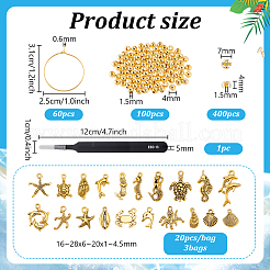 Наборы для самостоятельного изготовления подвесок для бокалов с вином в стиле океана&nbsp;DIY-PH0033-24