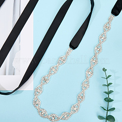 Металлические пояса для талии со стразами в форме конского глаза для свадебного платья&nbsp;AJEW-WH20080-65F-S