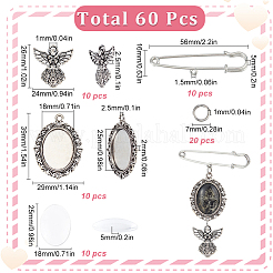 60 шт. 5 подвески из сплава в тибетском стиле с железной фурнитурой для броши&nbsp;TIBE-SC0009-45B