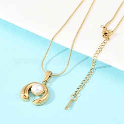 Ожерелья с подвесками из нержавеющей стали 304 с акриловым искусственным жемчугом&nbsp;NJEW-H088-05A-G