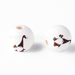 Расписные круглые бусины из натурального дерева WOOD-N006-185