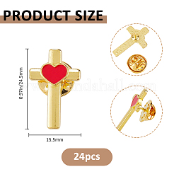 24 шт. крест с сердцем из сплава эмали на лацкан для одежды рюкзака&nbsp;JEWB-FG0001-59G