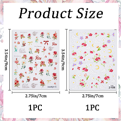 2 шт. 2 стиля пластиковых рельефных наклеек для дизайна ногтей с рисунком розы&nbsp;MRMJ-CP0001-38