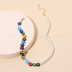 Ожерелья из круглых бусин от сглаза из смолы и пластика с имитацией жемчуга для женщин FS-WG93D78-01