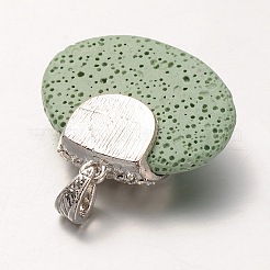 Овальные подвески из синтетического вулканического камня из сплава с платиновым покрытием&nbsp;G-O024-03E