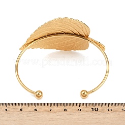 Браслеты-манжеты из нержавеющей стали 304 в виде листа&nbsp;BJEW-V009-02G