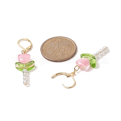 Серьги-гвоздики с бусинами лэмпворк и тюльпанами EJEW-JE05232