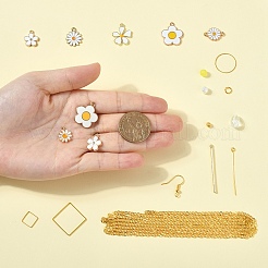 Наборы для самостоятельного изготовления сережек-подвесок в виде ромашек&nbsp;DIY-YW0016-27