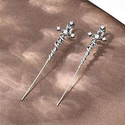 Серьги-подвески с подвеской-крючком из нержавеющей стали 316 с микропаве из прозрачных кубических цирконий&nbsp;AJEW-C044-20AS