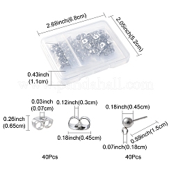 40 шт. фурнитура для сережек-гвоздиков из нержавеющей стали 304 STAS-FS0001-76P