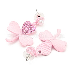 Серьги-гвоздики со стразами в виде клевера и цинкового сплава ко Дню святого Патрика&nbsp;EJEW-Q784-03P-02