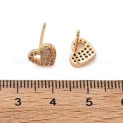 Женские серьги-гвоздики из латуни с микропаве и прозрачным кубическим цирконием EJEW-G428-25G-05