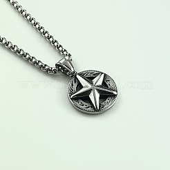 Винтажные ожерелья с подвеской в виде пентаграммы из нержавеющей стали 304 для мужчин GG7947