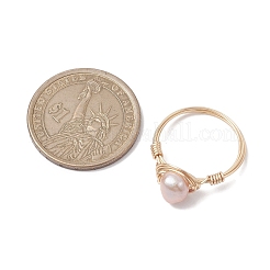 Кольца на палец самородки из натурального культивированного пресноводного жемчуга RJEW-JR00697-02