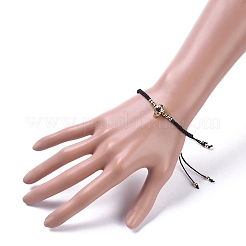 Регулируемый череп латунные браслеты плетеные нейлоновые нити&nbsp;BJEW-JB04985-03