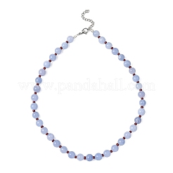 Женские ожерелья из натурального малайзийского нефрита круглой формы диаметром 8.5 мм с бусинами из стеклянных семян&nbsp;NJEW-JN05646-01