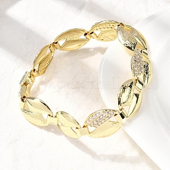 Латунные браслеты-цепочки с микропаве из прозрачных кубических цирконий для женщин BJEW-H630-09G