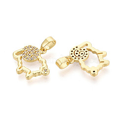 Латунные микропаве прозрачные подвески с фианитом&nbsp;KK-N259-03G