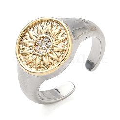 Латунные кольца из манжеты с прозрачным цирконием&nbsp;RJEW-G364-01GP-01