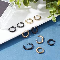 12 пара двухцветных серег-колец Huggie Hoop из нержавеющей стали 304 EJEW-UN0032-61