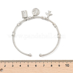 Браслеты с подвесками из латуни с микропаве из прозрачных кубических цирконий для женщин BJEW-Z089-06P