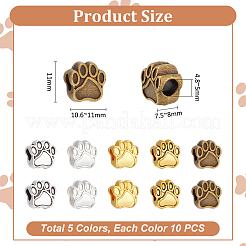 50 шт. 5 цвета в тибетском стиле из цинкового сплава с отпечатками собачьих лап европейские бусины MPDL-UN0001-02