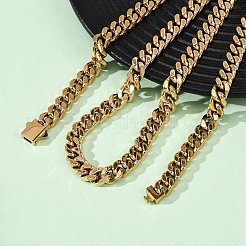 Ожерелья из кубинской цепочки из нержавеющей стали 304 толщиной 7 мм для унисекс NJEW-K295-01A-G