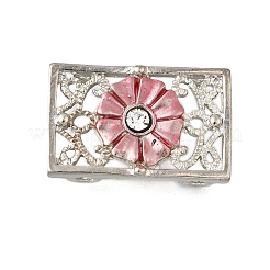 Латунный прямоугольник со стразами и цветочными многорядными звеньями&nbsp;KK-P306-18P