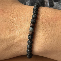 Круглые бусины из натуральной лавы AE5007