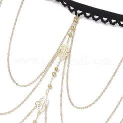 Латунные многослойные листовые кисточки цепи для бедер и ног AJEW-AN00656