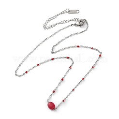 Ожерелья из нержавеющей стали 304 с красной эмалью и цепочкой из кабеля NJEW-A045-08P