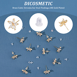 10 шт. латунные серьги-гвоздики из кубического циркония&nbsp;KK-DC0004-33