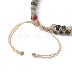 Браслеты из круглых плетеных бусин из натурального индийского агата BJEW-JB09840-01