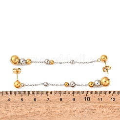 Двухцветные круглые серьги-гвоздики с кисточками из нержавеющей стали 304 EJEW-A136-05A-GP