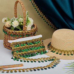 Кружевная лента из полиэстера с пластиковыми подвесками-кисточкой&nbsp;DIY-WH0656-11A