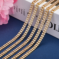 Золотые железные цепочки со стразами и стразами&nbsp;CH-WH0009-04G-01