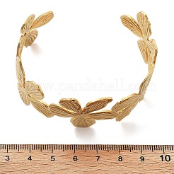 Ионное покрытие(ip) цветок 304 нержавеющая сталь манжеты браслеты для женщин BJEW-A026-01G-02