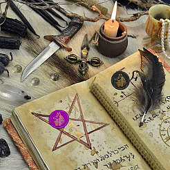 Латунная восковая печать штамп с ручкой AJEW-WH0184-1133