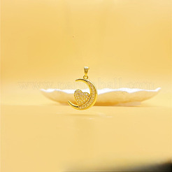 Ожерелья с подвесками из латуни с микропаве из прозрачных кубических цирконий в форме луны и сердца&nbsp;FS-WG7C282-01