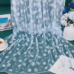 Сетчатая ткань из полиэстера с рисунком снежинки DIY-WH0581-12A