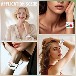 Браслеты из искусственной кожи с цветочной вышивкой&nbsp;BJEW-WH20007-08A