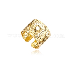 Открытые кольца-манжеты из нержавеющей стали 304 с полым цветком и натуральными ракушками для женщин&nbsp;FS-WGFCCCD-01