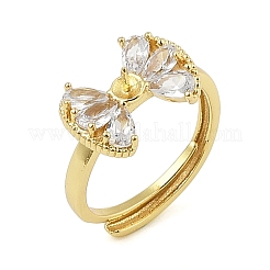 Регулируемая стойка покрытие латунь микро паве кубический цирконий манжета палец кольца для женщин&nbsp;RJEW-M027-02G-01