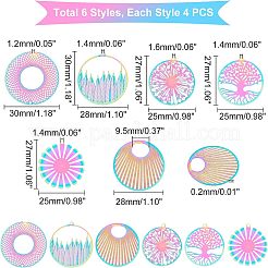 24 шт. 6 стиля ионного покрытия (IP) 201 филигранные подвески из нержавеющей стали STAS-UN0033-12